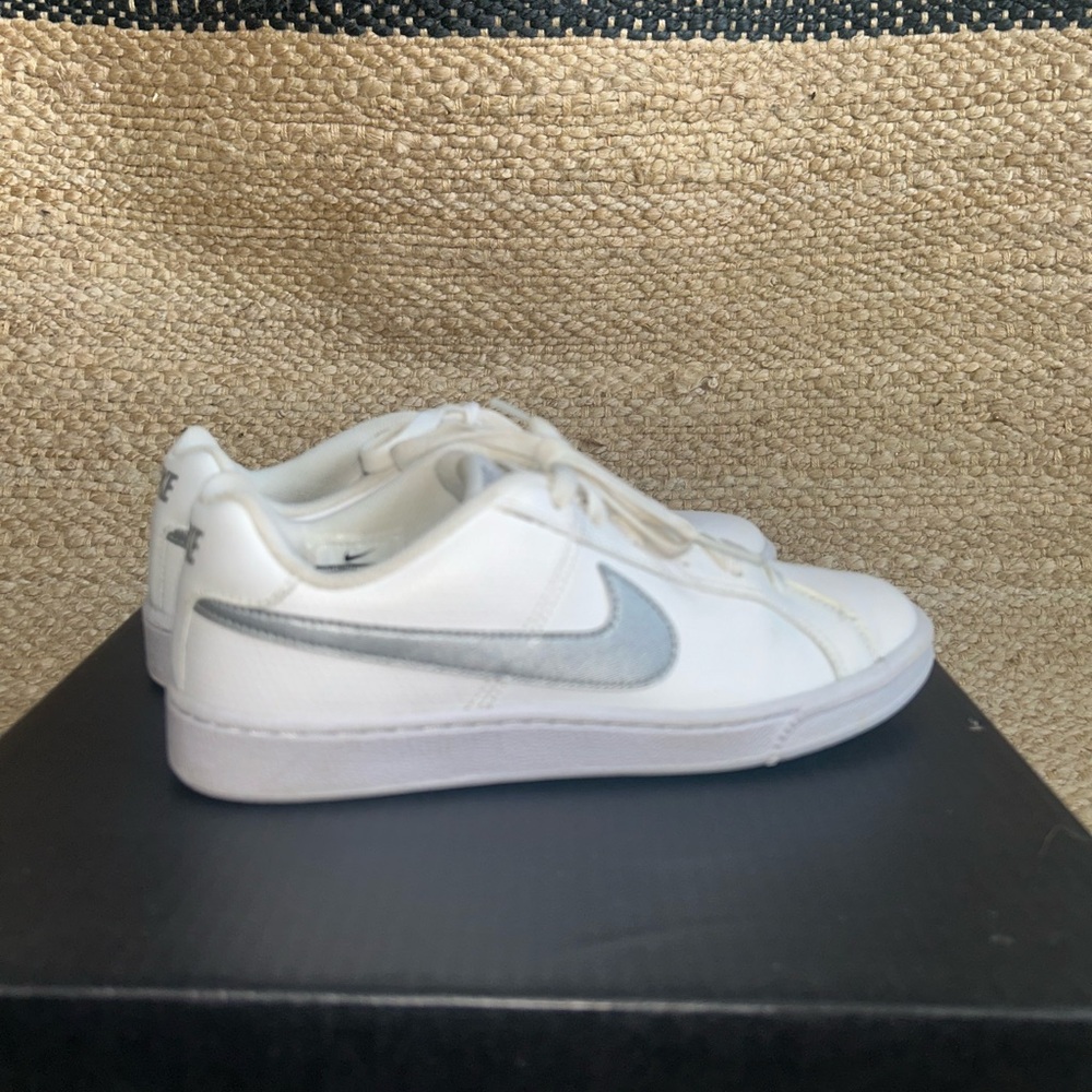 Nike White and Silver Low-Top Sneakers